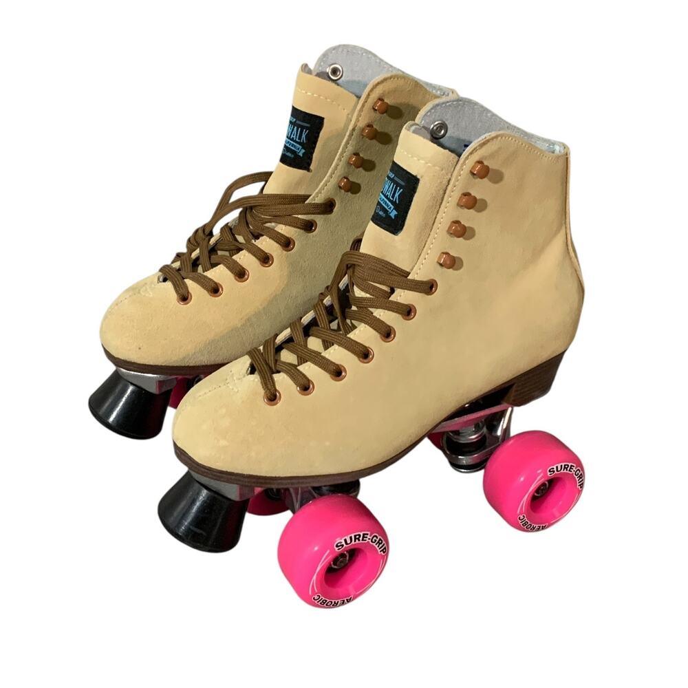 Sure-Grip 1300 Tan Suede Quad Outdoor Roller Skates Retro Boardwalk Womens 6